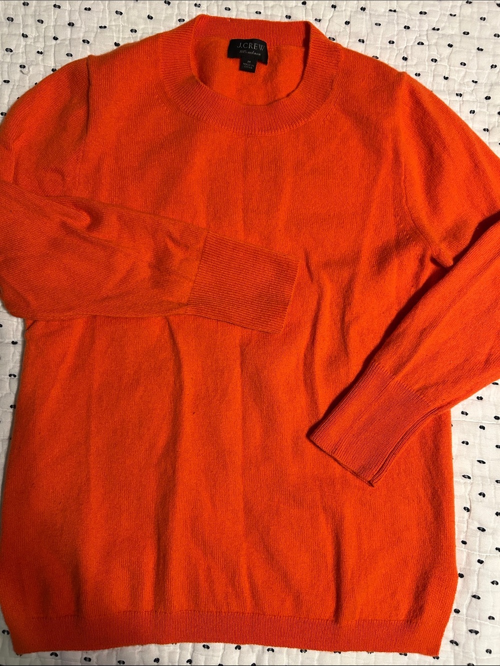J. Crew Women’s Poppy Orange Crewneck Cashmere Sweater